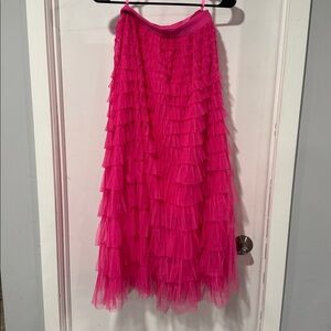 She + Sky Fuchsia Ruffled Skirt